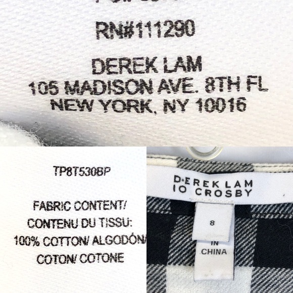 Derek Lam 10 Crosby Shirt Dress, Buffalo Plaid Flannel Cotton, Sz 8, Black White - Picture 15 of 15